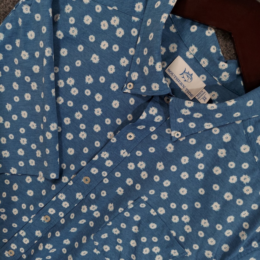 Southern Tide Intercoastal Button Down Shirt Mens XXL Blue Sunburst Performance